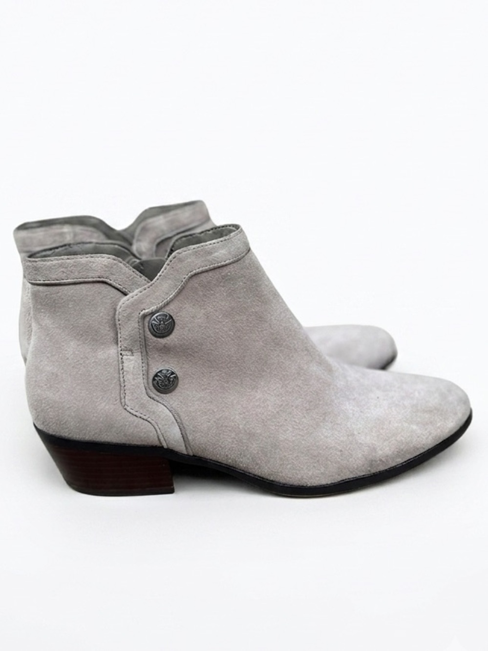 Sam Edelman Pacer Light Grey Suede Ankle Boots - Size 10